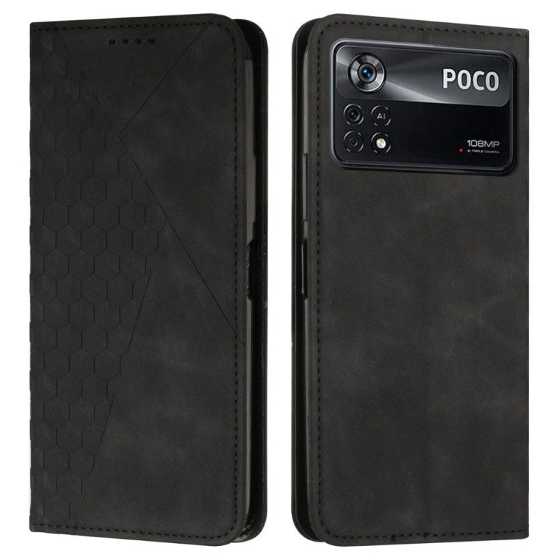 Folio-fodral För Poco X4 Pro 5G Läderfodral Lädereffekt 3d-mönster
