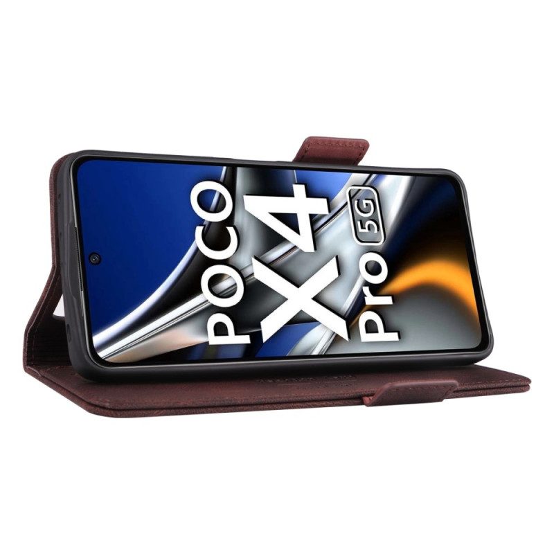 Folio-fodral För Poco X4 Pro 5G Läderfodral Utformad Lädereffekt
