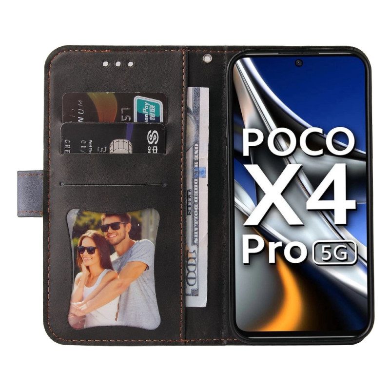 Folio-fodral För Poco X4 Pro 5G Tvåton Med Rem