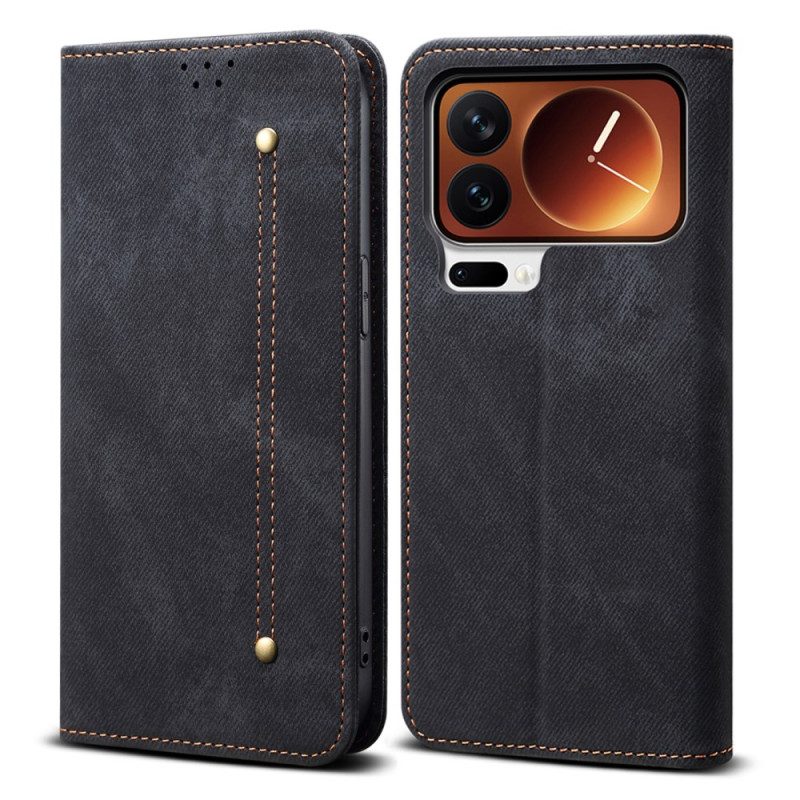 Folio-fodral För Xiaomi 17 Pro Max Denimtygstruktur