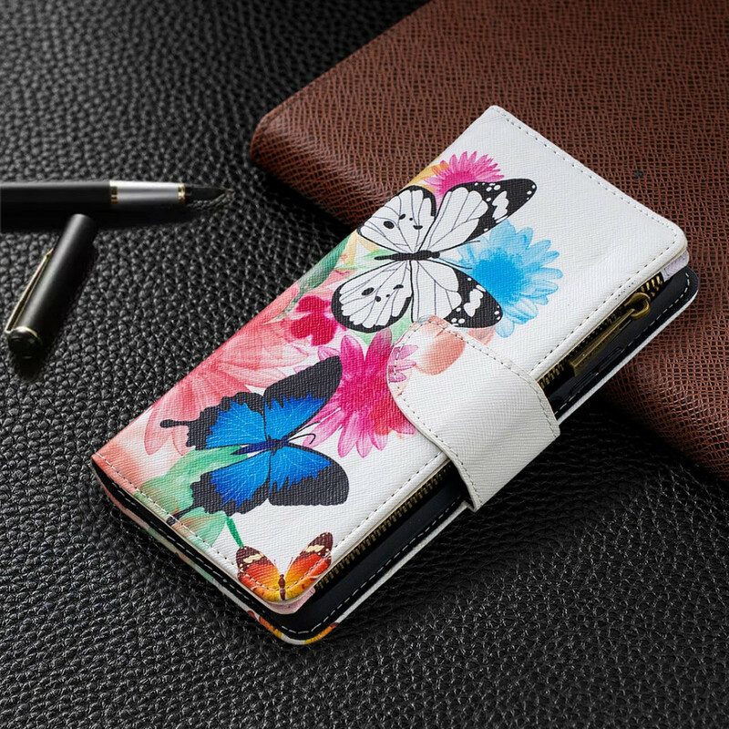 Folio-fodral För Xiaomi Mi 10T Lite / Redmi Note 9 Pro 5G Fjärilar Med Dragkedja