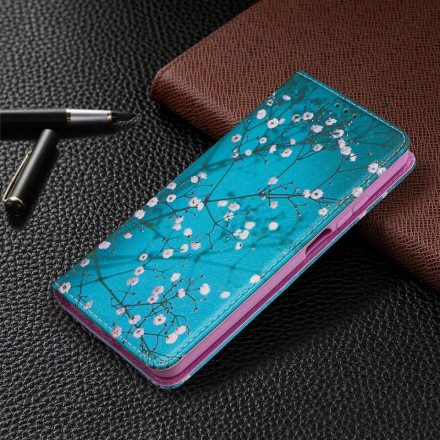 Folio-fodral För Xiaomi Mi 10T Lite / Redmi Note 9 Pro 5G Läderfodral Blommande Grenar