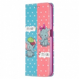 Folio-fodral För Xiaomi Mi 10T Lite / Redmi Note 9 Pro 5G Läderfodral Elefanter