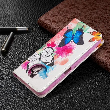 Folio-fodral För Xiaomi Mi 10T Lite / Redmi Note 9 Pro 5G Läderfodral Färgglada Fjärilar