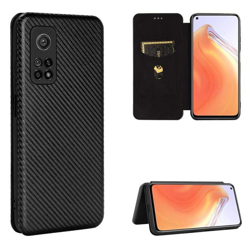 Folio-fodral För Xiaomi Mi 10T / 10T Pro Läderfodral Kolfiber Med Stödring