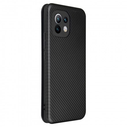 Folio-fodral För Xiaomi Mi 11 5G Läderfodral Kolfiber Med Stödring