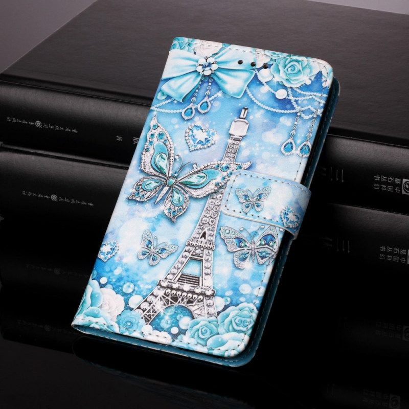 Folio-fodral För Xiaomi Mi 11 Lite 5G NE / Mi 11 Lite 4G / 5G Med Kedjar Eiffeltornet Med Rem