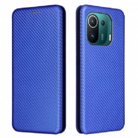 Folio-fodral För Xiaomi Mi 11 Pro Läderfodral Kolfiber Med Stödring