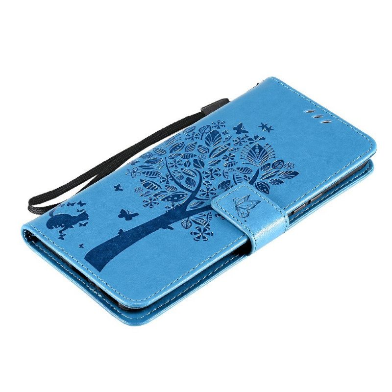 Folio-fodral För Xiaomi Mi 11 Pro Med Kedjar Träd Och Bandkatt