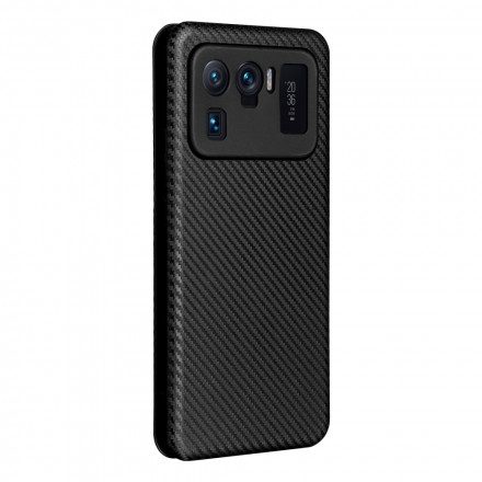Folio-fodral För Xiaomi Mi 11 Ultra Läderfodral Kolfiber Med Stödring