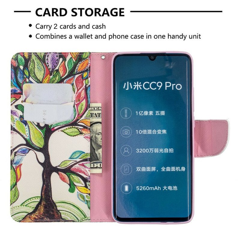 Folio-fodral För Xiaomi Mi Note 10 / 10 Pro Färgat Träd