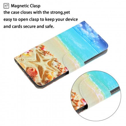 Folio-fodral För Xiaomi Mi Note 10 / 10 Pro Med Kedjar Thong Beach