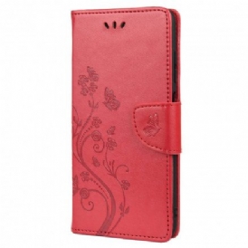 Folio-fodral För Xiaomi Redmi 10 Asiatiska Fjärilar Och Blommor