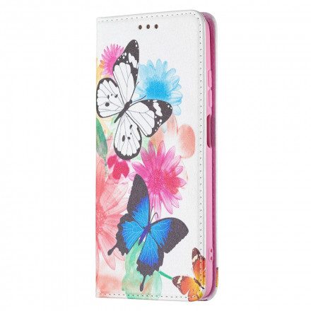 Folio-fodral För Xiaomi Redmi 10 Läderfodral Färgglada Fjärilar