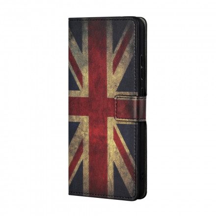 Folio-fodral För Xiaomi Redmi 10 Med Kedjar Englands Flagga Med Snöre
