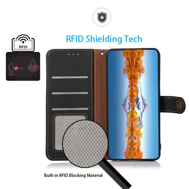 Folio-fodral För Xiaomi Redmi 10C Äkta Läder Khazneh Rfid
