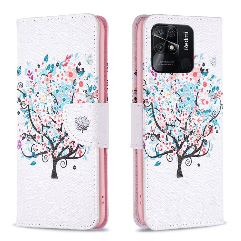 Folio-fodral För Xiaomi Redmi 10C Blommigt Träd