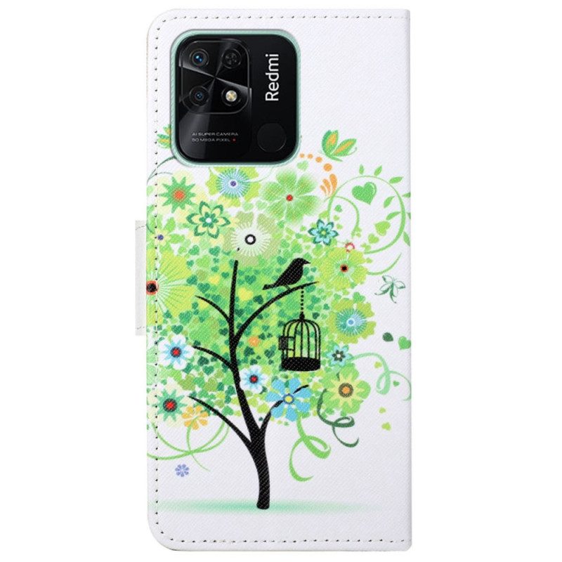Folio-fodral För Xiaomi Redmi 10C Grönt Lövträd