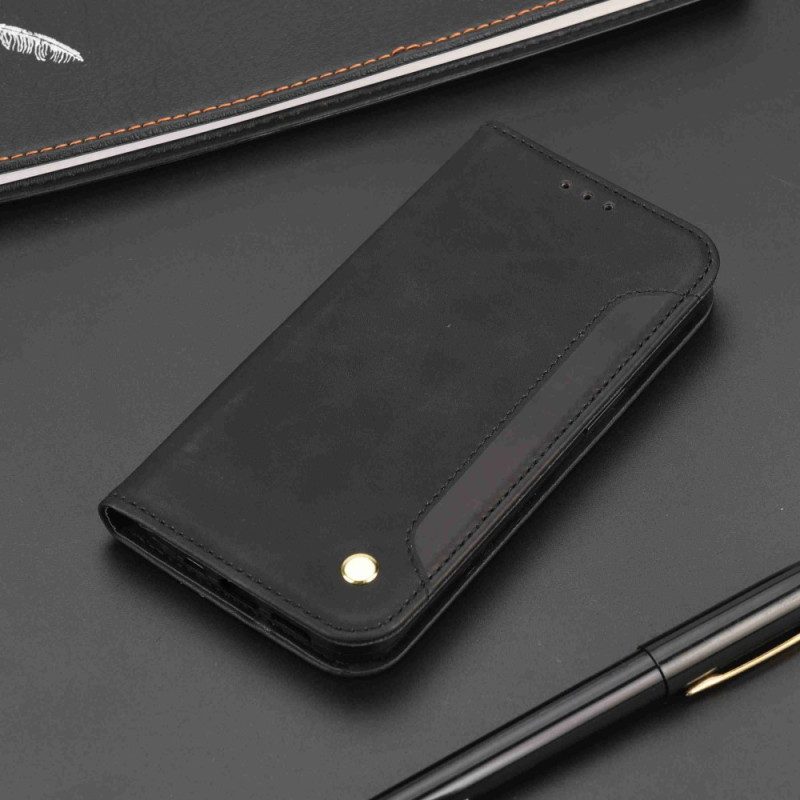 Folio-fodral För Xiaomi Redmi 10C Läderfodral Tvåfärgad Med Nit