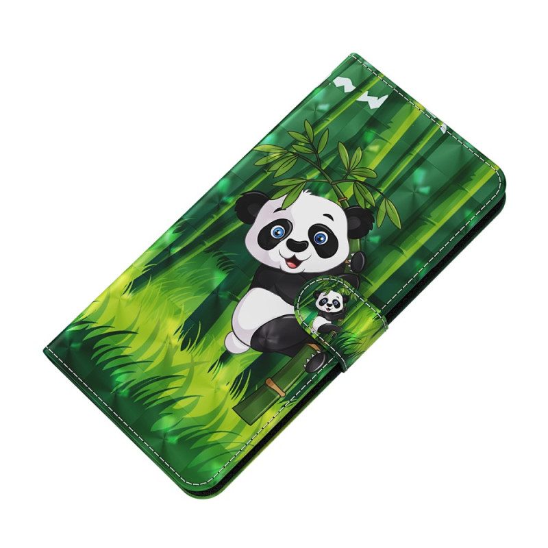 Folio-fodral För Xiaomi Redmi 10C Med Kedjar Bambu Panda Med Rem