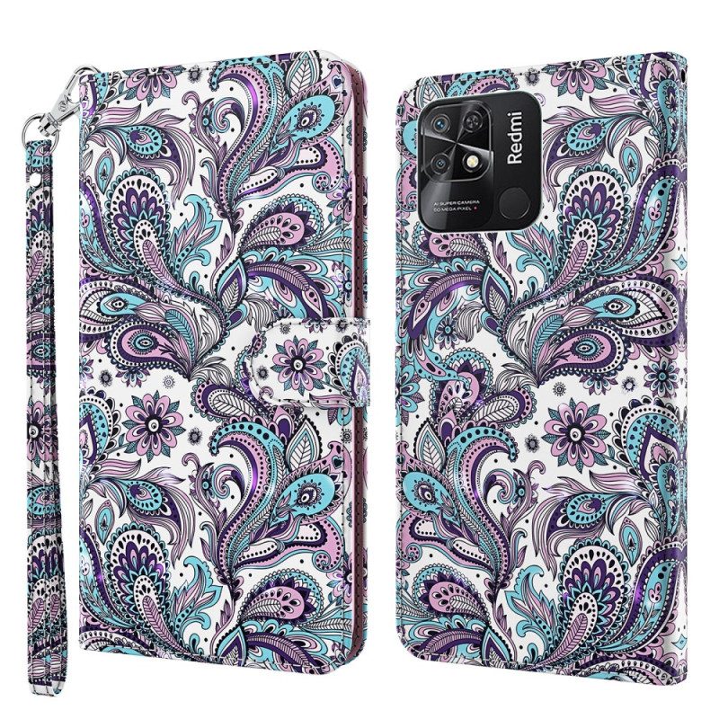 Folio-fodral För Xiaomi Redmi 10C Med Kedjar Paisley Strappy