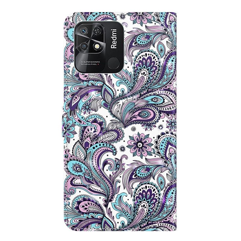 Folio-fodral För Xiaomi Redmi 10C Med Kedjar Paisley Strappy