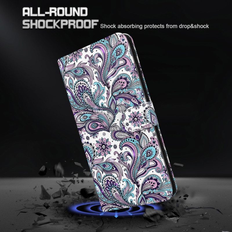 Folio-fodral För Xiaomi Redmi 10C Med Kedjar Paisley Strappy