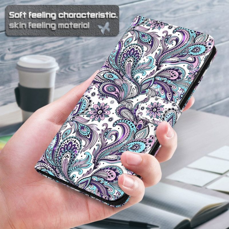 Folio-fodral För Xiaomi Redmi 10C Med Kedjar Paisley Strappy