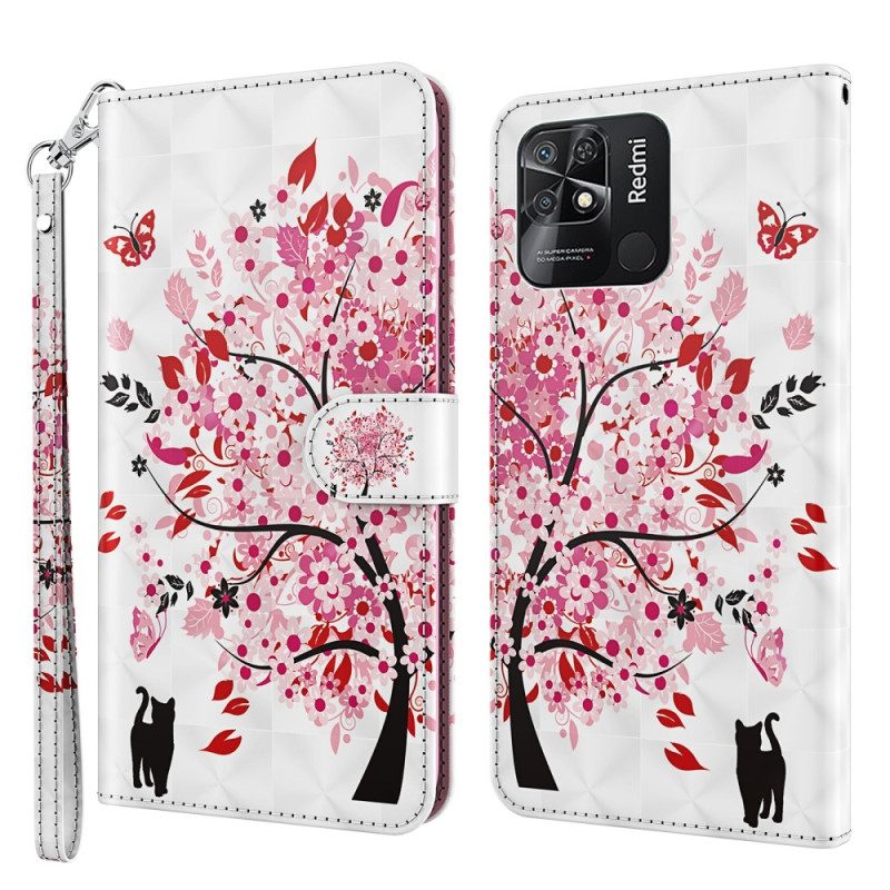 Folio-fodral För Xiaomi Redmi 10C Med Kedjar Thong Rose Tree