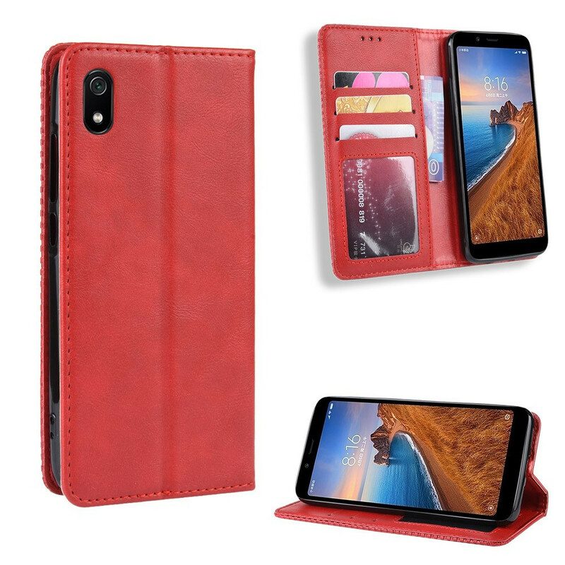 Folio-fodral För Xiaomi Redmi 7A Läderfodral Vintage Stiliserad Lädereffekt