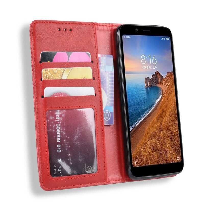 Folio-fodral För Xiaomi Redmi 7A Läderfodral Vintage Stiliserad Lädereffekt