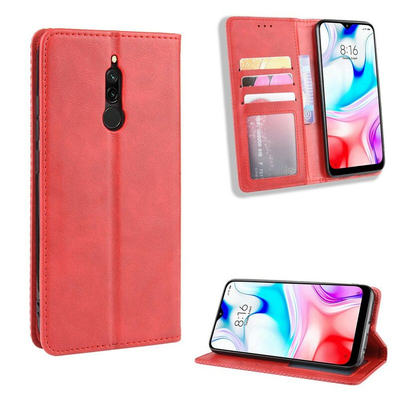 Folio-fodral För Xiaomi Redmi 8 Läderfodral Vintage Stiliserad Lädereffekt