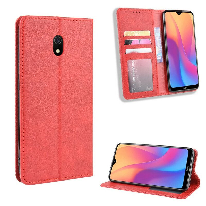 Folio-fodral För Xiaomi Redmi 8A Läderfodral Vintage Stiliserad Lädereffekt