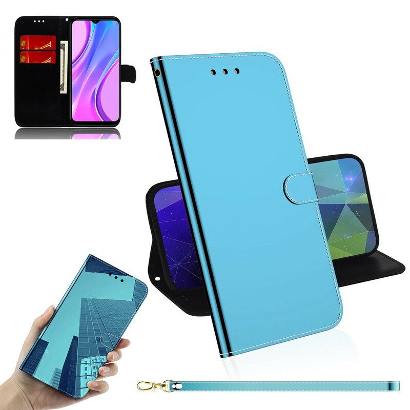 Folio-fodral För Xiaomi Redmi 9 Konstläderspegel