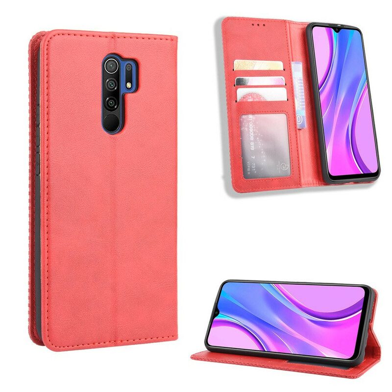 Folio-fodral För Xiaomi Redmi 9 Läderfodral Vintage Stiliserad Lädereffekt