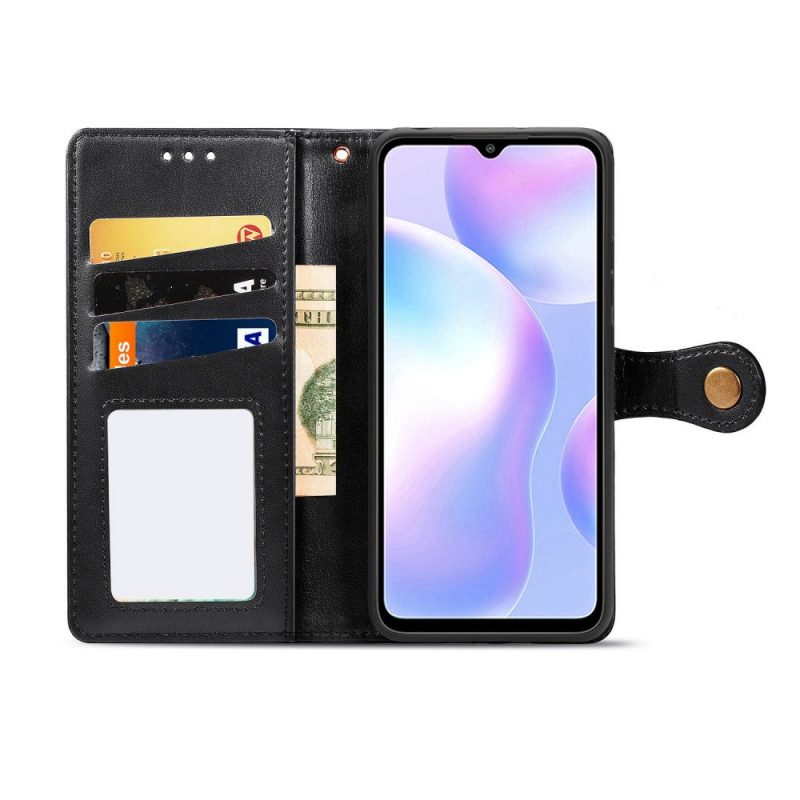 Folio-fodral För Xiaomi Redmi 9A Faux Läder Och Vintagelås