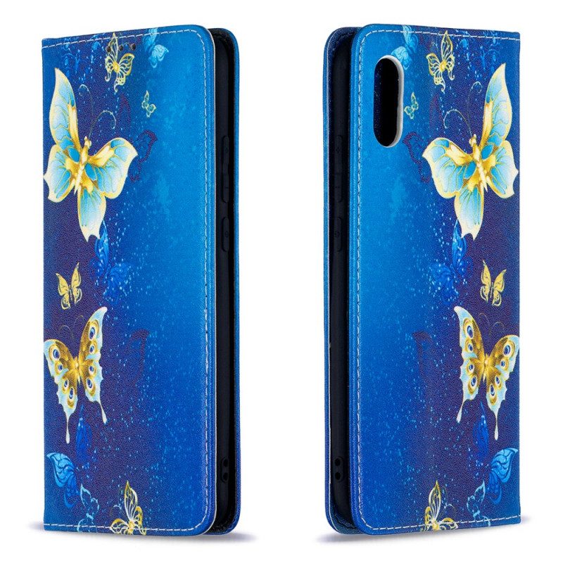 Folio-fodral För Xiaomi Redmi 9A Läderfodral Blå Fjärilar