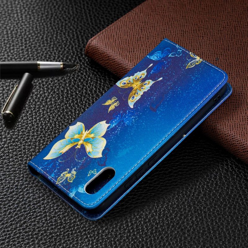 Folio-fodral För Xiaomi Redmi 9A Läderfodral Blå Fjärilar