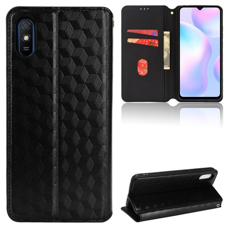 Folio-fodral För Xiaomi Redmi 9A Läderfodral Diamantlädereffekt