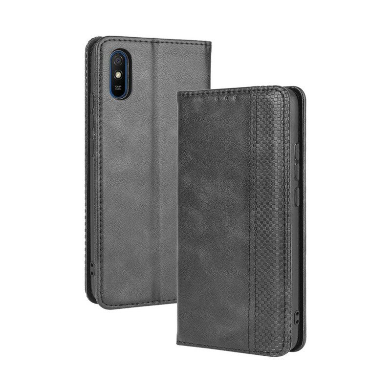 Folio-fodral För Xiaomi Redmi 9A Läderfodral Vintage Stiliserad Lädereffekt