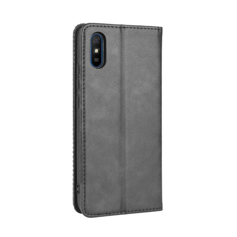 Folio-fodral För Xiaomi Redmi 9A Läderfodral Vintage Stiliserad Lädereffekt