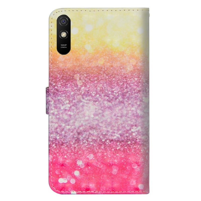 Folio-fodral För Xiaomi Redmi 9A Magenta Glittergradient