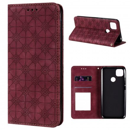 Folio-fodral För Xiaomi Redmi 9C Läderfodral Barockblommor