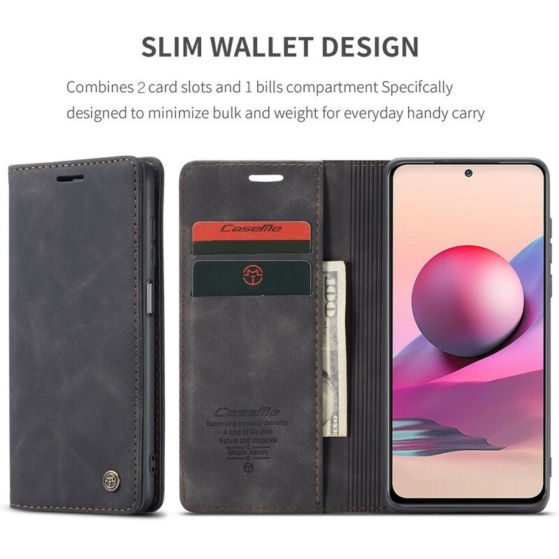 Folio-fodral För Xiaomi Redmi Note 10 / 10S Läderfodral Casem Lädereffekt