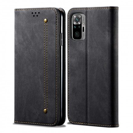 Folio-fodral För Xiaomi Redmi Note 10 / 10S Läderfodral Denimtyg