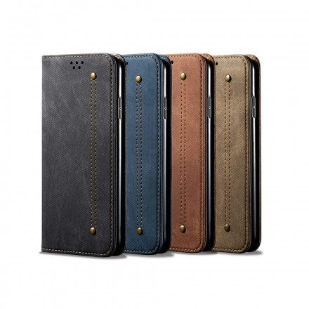 Folio-fodral För Xiaomi Redmi Note 10 / 10S Läderfodral Denimtyg