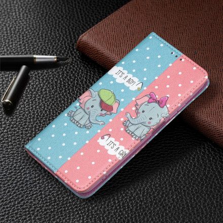 Folio-fodral För Xiaomi Redmi Note 10 / 10S Läderfodral Elefanter