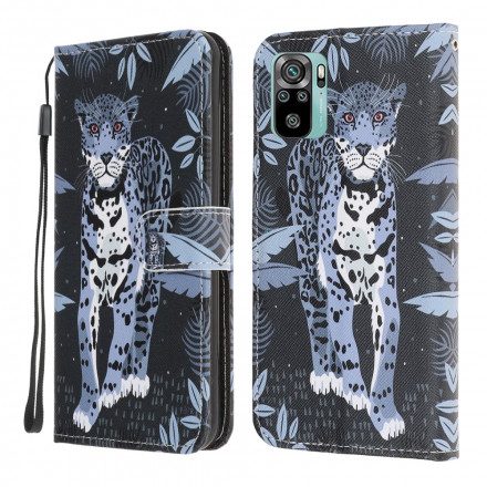 Folio-fodral För Xiaomi Redmi Note 10 / 10S Med Kedjar Thong Leopard