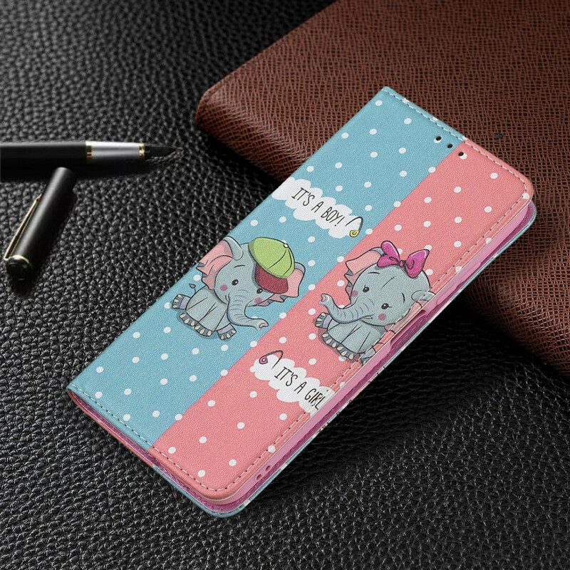 Folio-fodral För Xiaomi Redmi Note 10 5G / Poco M3 Pro 5G Läderfodral Elefanter