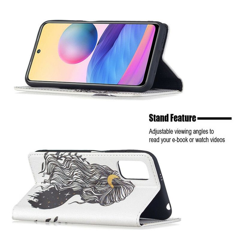 Folio-fodral För Xiaomi Redmi Note 10 5G / Poco M3 Pro 5G Läderfodral Snyggt Hår